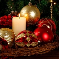 Set globuri de Craciun, 16 piese, auriu si rosu, 8 cm, Vivo CB16